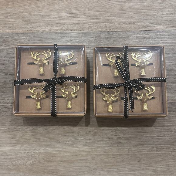 Christmas Holiday NIB Deer Napkin Rings 2 Sets of 4 (8 Total) Kitchen Decor - Picture 2 of 6